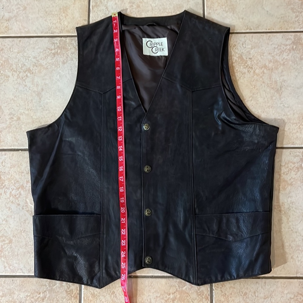 Men’s Antique Suede Leather Vest Snap Buttons Espresso‎ Brown, Sz Large - Picture 11 of 11